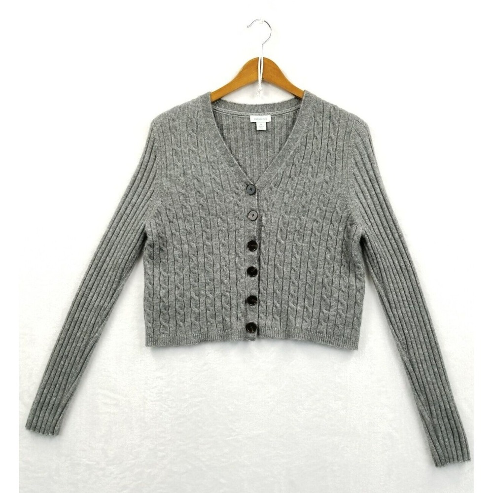 Sundance Cardigan Women M Gray Midweight‎ Cable Knit Long Sleeve Button Sweater